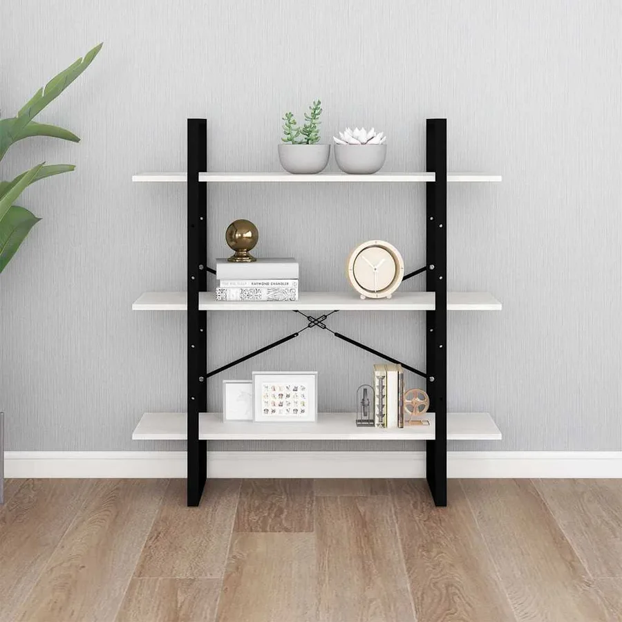 Bibliothèque à 3 niveaux Blanc 100x30x105 cm Bois de pin massif - 4
