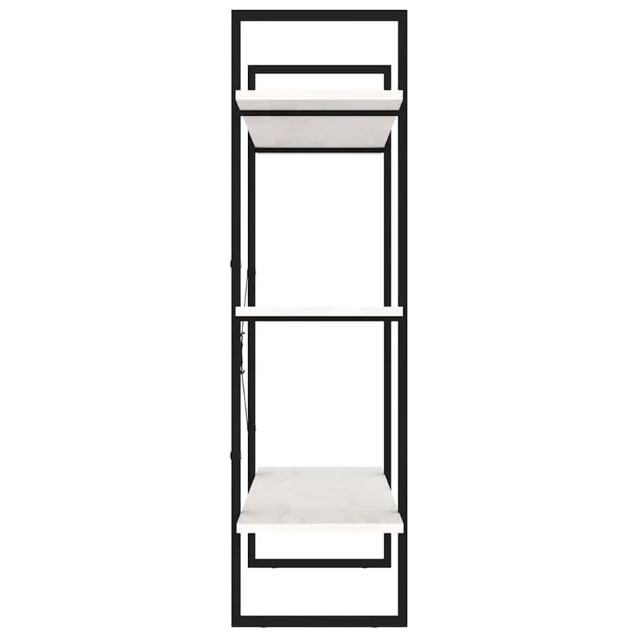 Bibliothèque à 3 niveaux Blanc 100x30x105 cm Bois de pin massif - 6