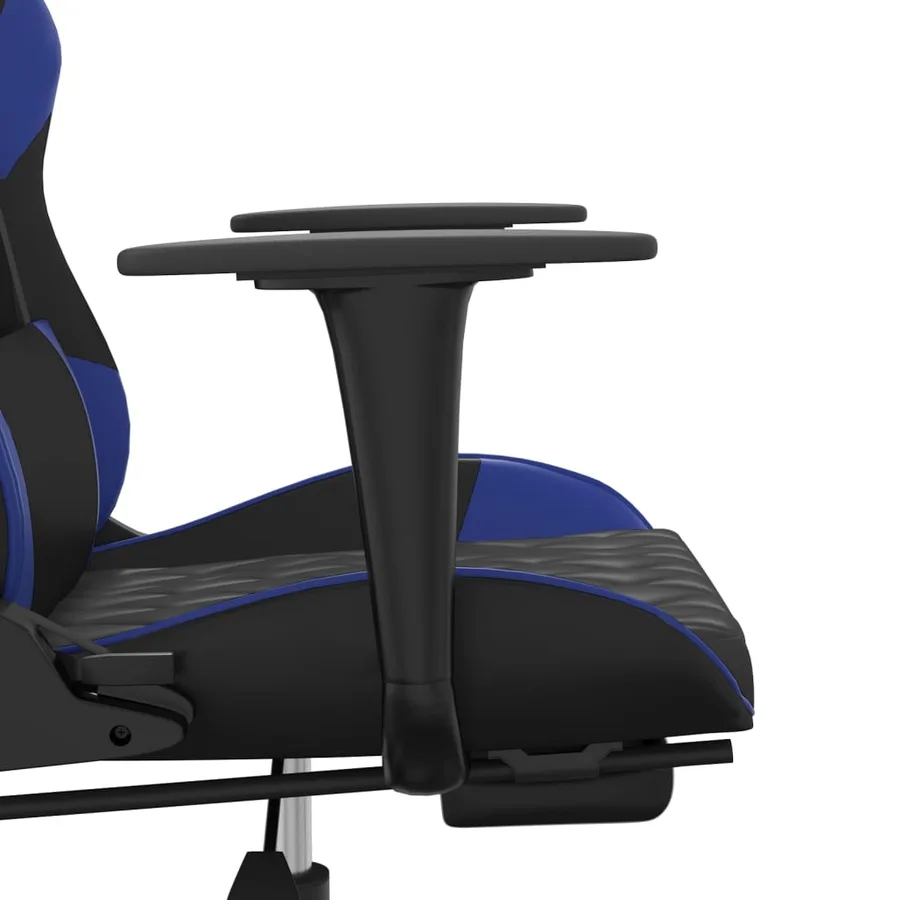 Chaise de jeu de massage et repose-pied Noir et bleu Similicuir - 10