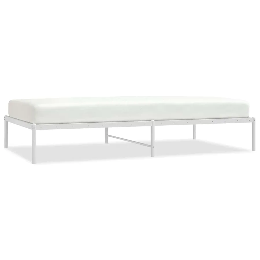 Cadre de lit en métal sans matelas blanc 107x203 cm - 2
