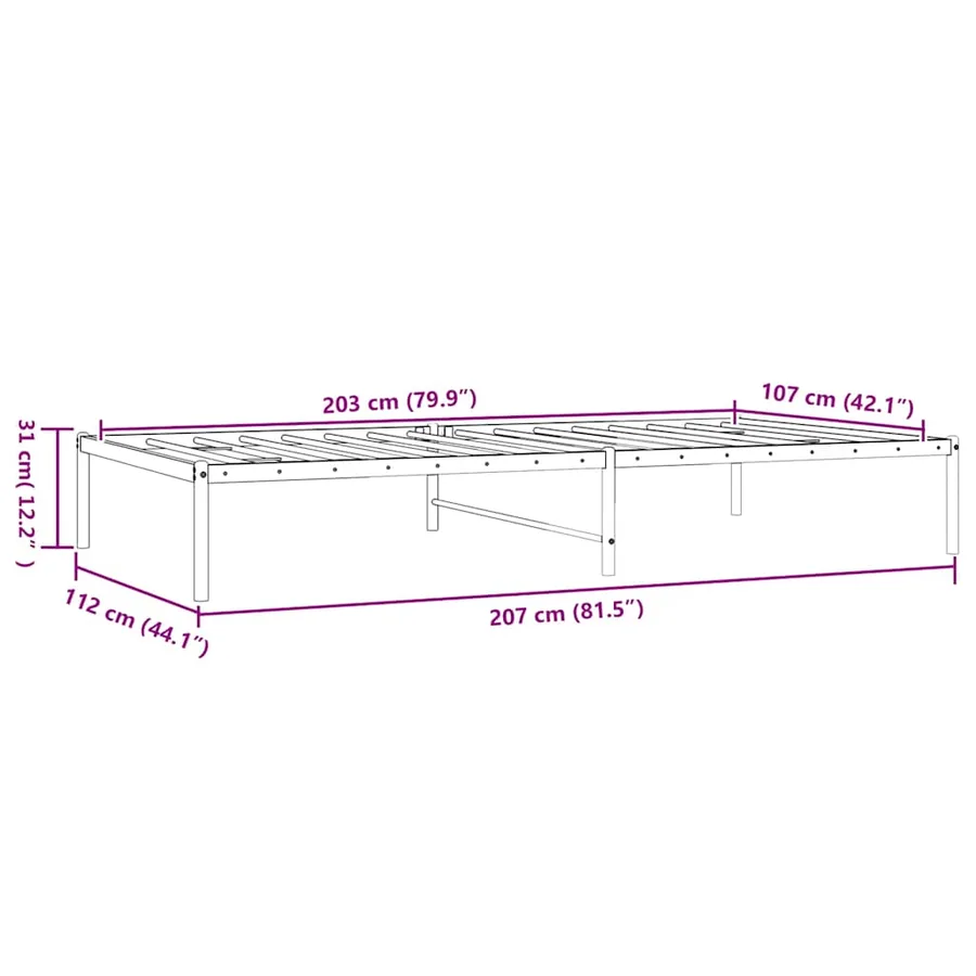 Cadre de lit en métal sans matelas blanc 107x203 cm - 7