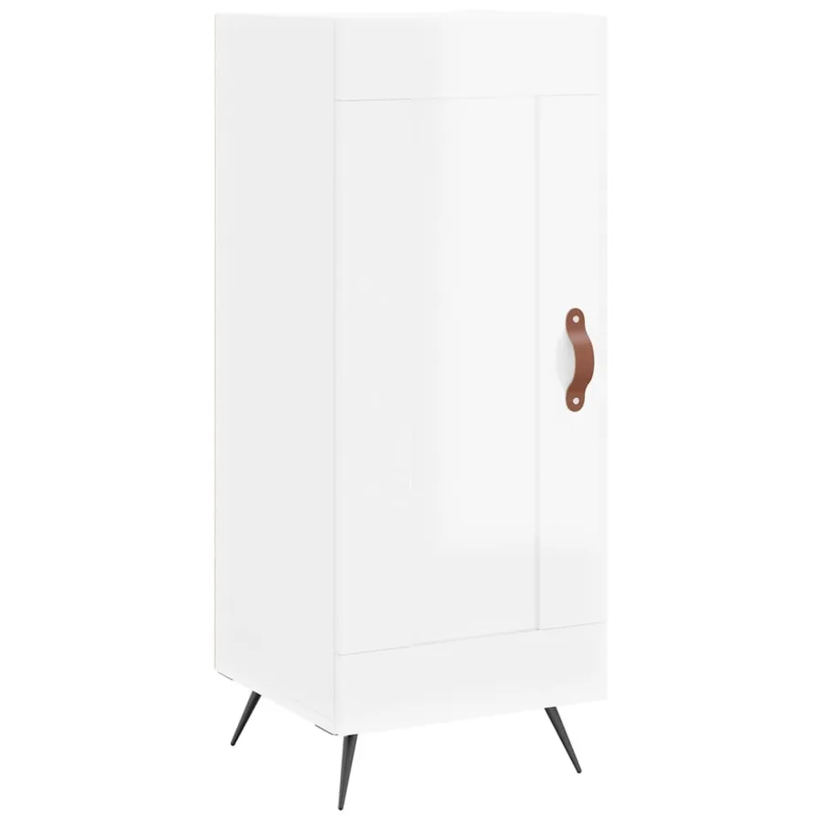 Buffet Blanc brillant 34,5x34x90 cm Bois d'ingénierie - 2