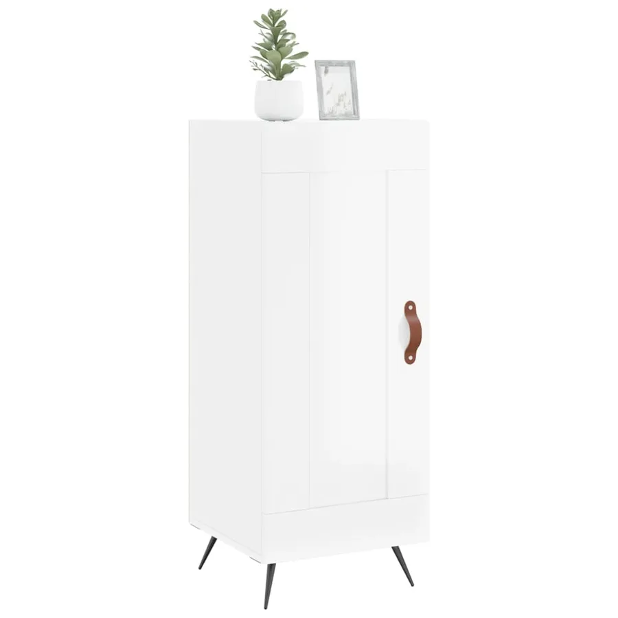 Buffet Blanc brillant 34,5x34x90 cm Bois d'ingénierie - 3
