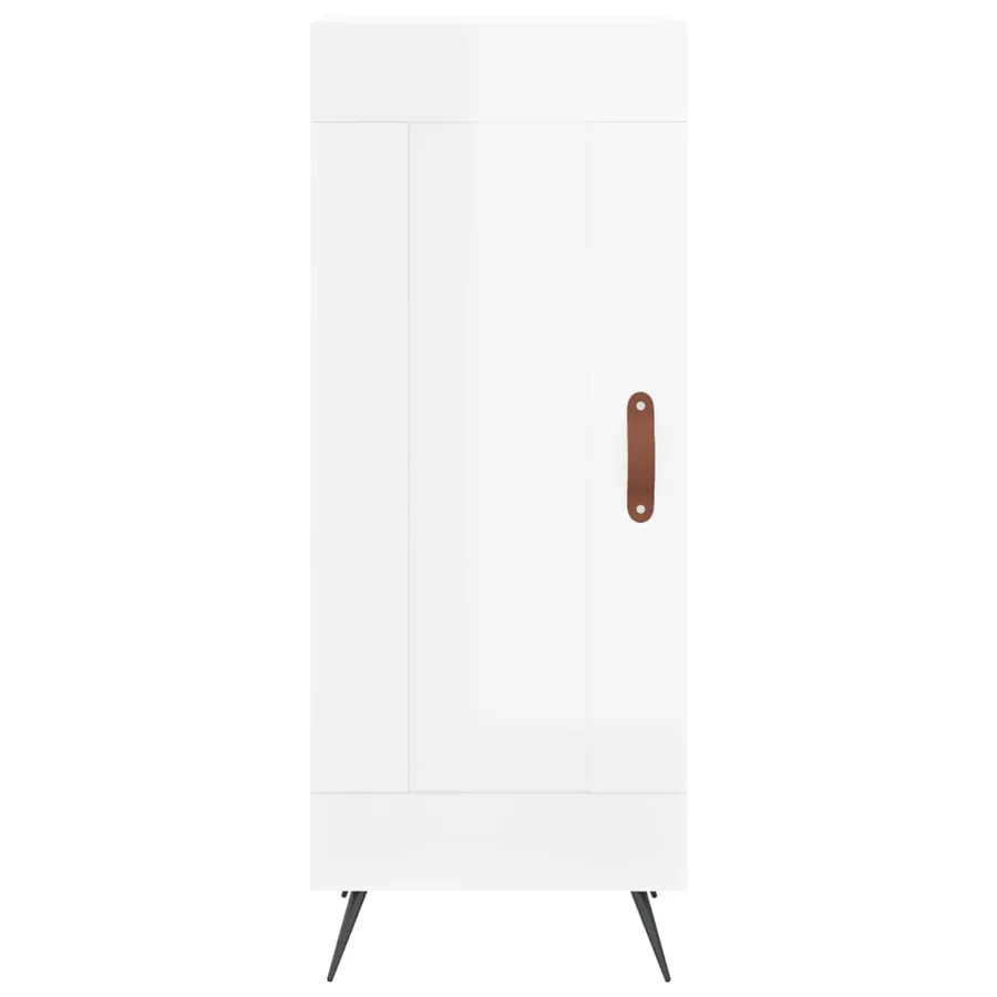 Buffet Blanc brillant 34,5x34x90 cm Bois d'ingénierie - 5