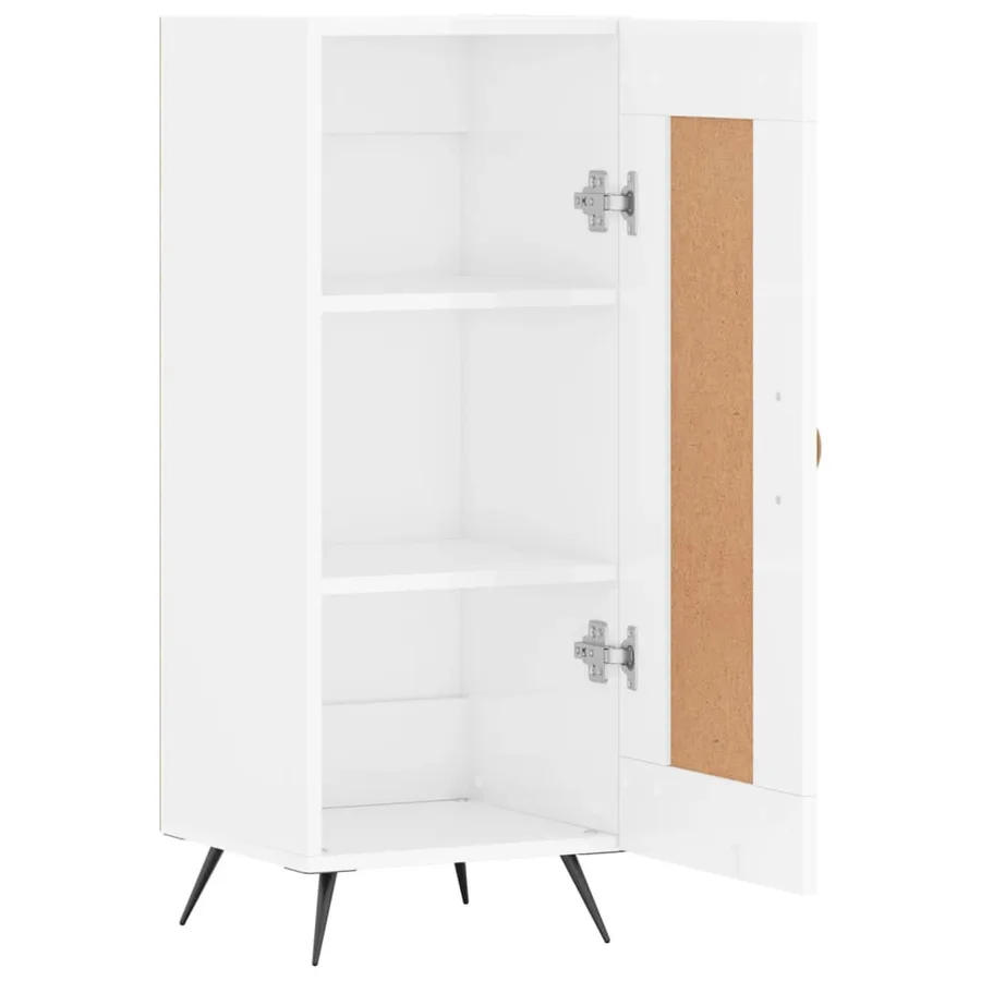 Buffet Blanc brillant 34,5x34x90 cm Bois d'ingénierie - 6
