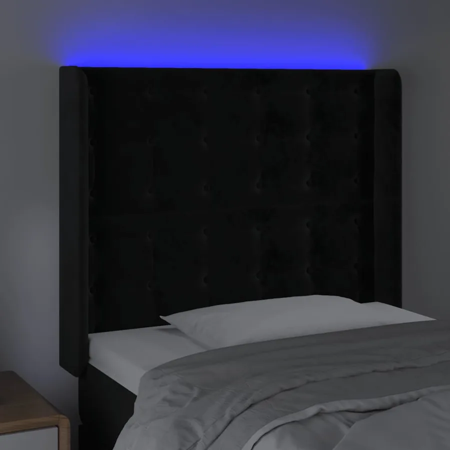 Tête de lit à LED Noir 93x16x118/128 cm Velours - 4