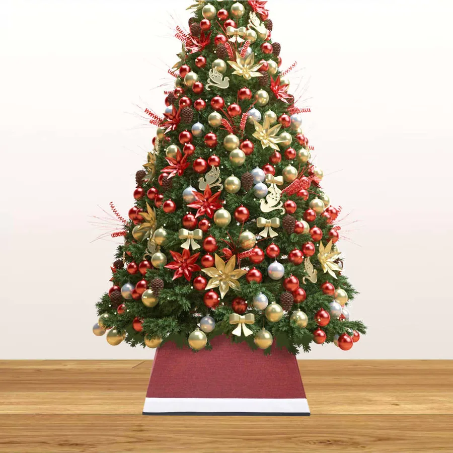 Jupe de sapin de Noël Rouge et blanc 48x48x25 cm - 3