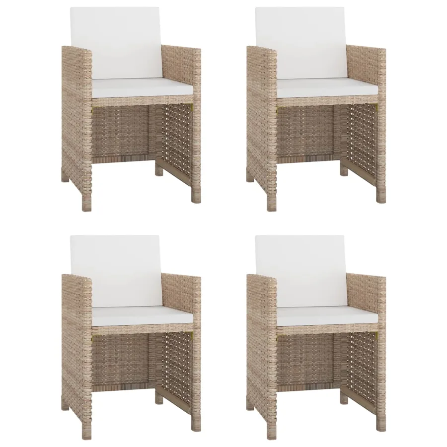 Ensemble à manger d'extérieur avec coussins 5 pcs Rotin Beige - 2