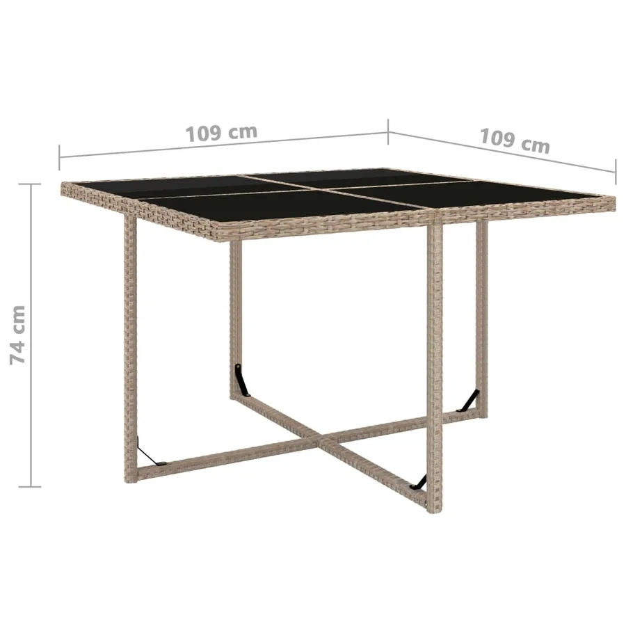 Ensemble à manger d'extérieur avec coussins 5 pcs Rotin Beige - 8