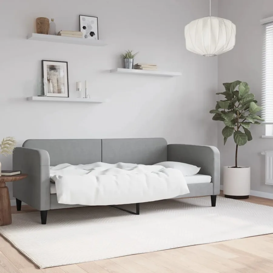 Lit de repos sans matelas gris clair 90x190 cm tissu