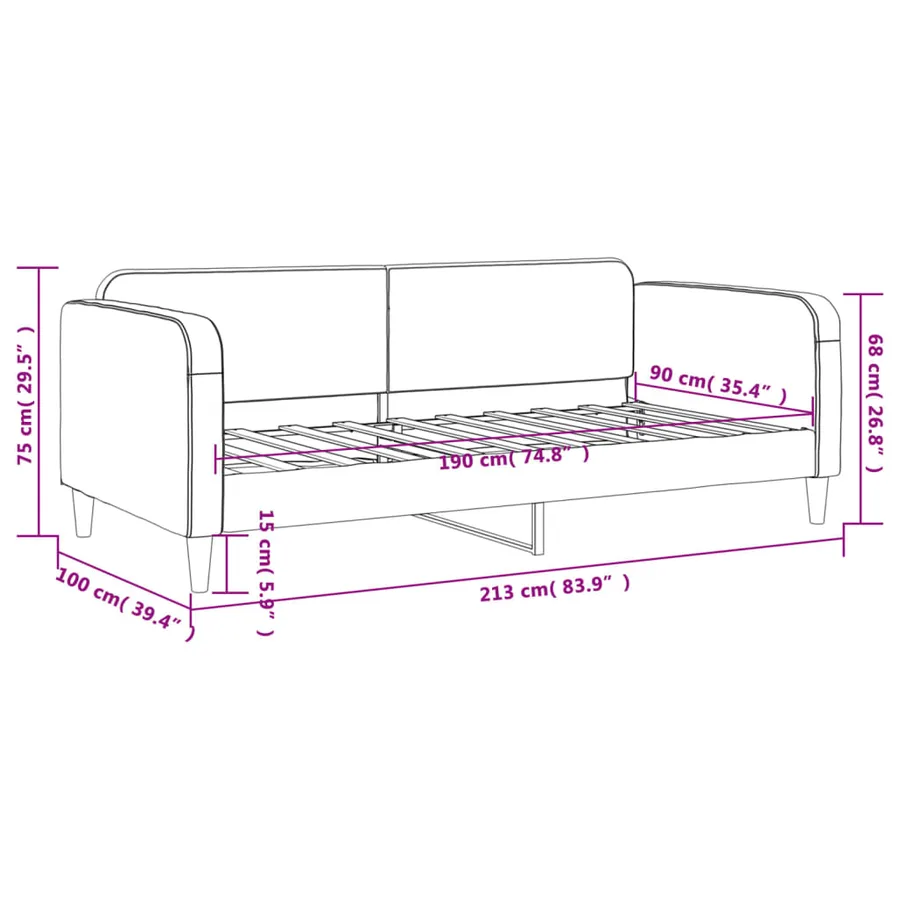 Lit de repos sans matelas gris clair 90x190 cm tissu - 8