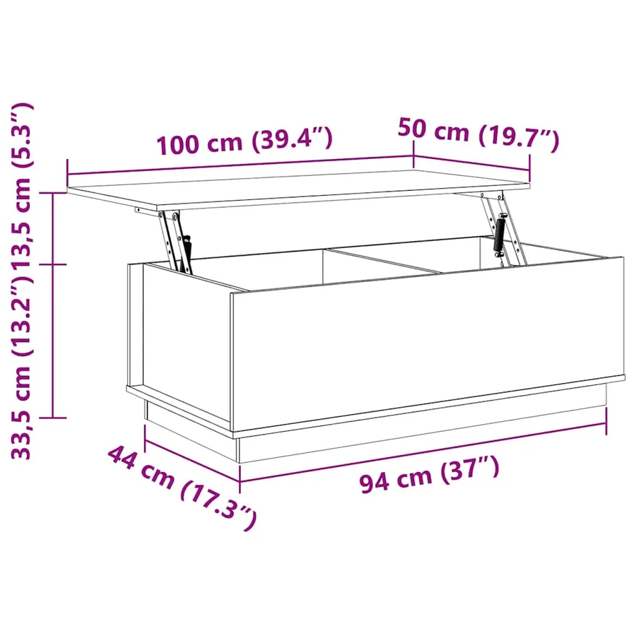 Table basse Gris 100x50x35 cm Bois massif de pin - 10
