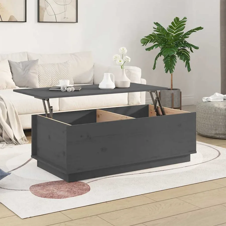 Table basse Gris 100x50x35 cm Bois massif de pin - 3