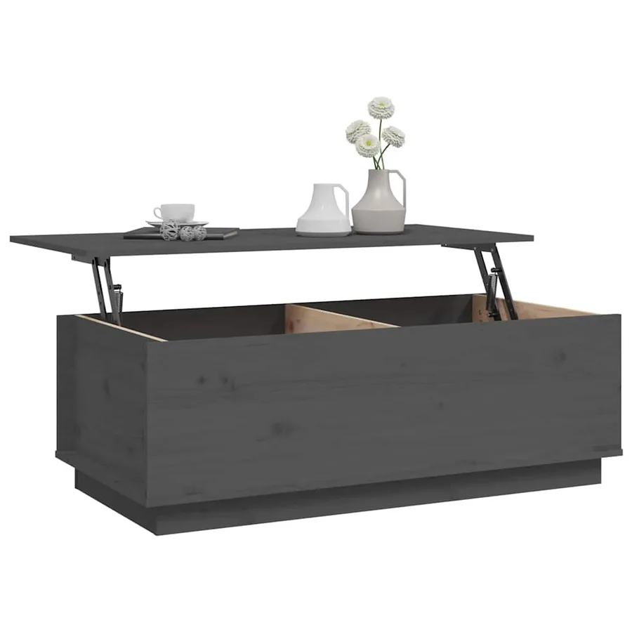Table basse Gris 100x50x35 cm Bois massif de pin - 5