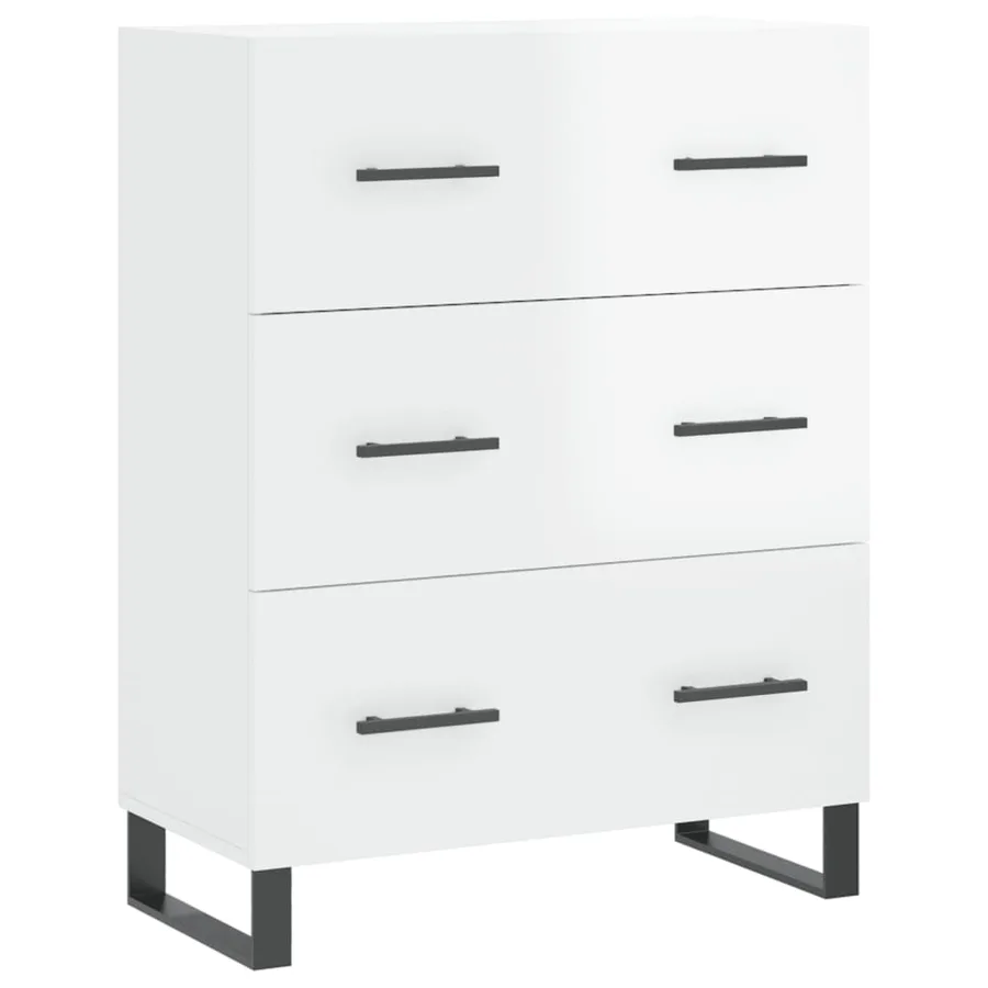 Buffet Blanc brillant 69,5x34x90 cm Bois d'ingénierie - 2