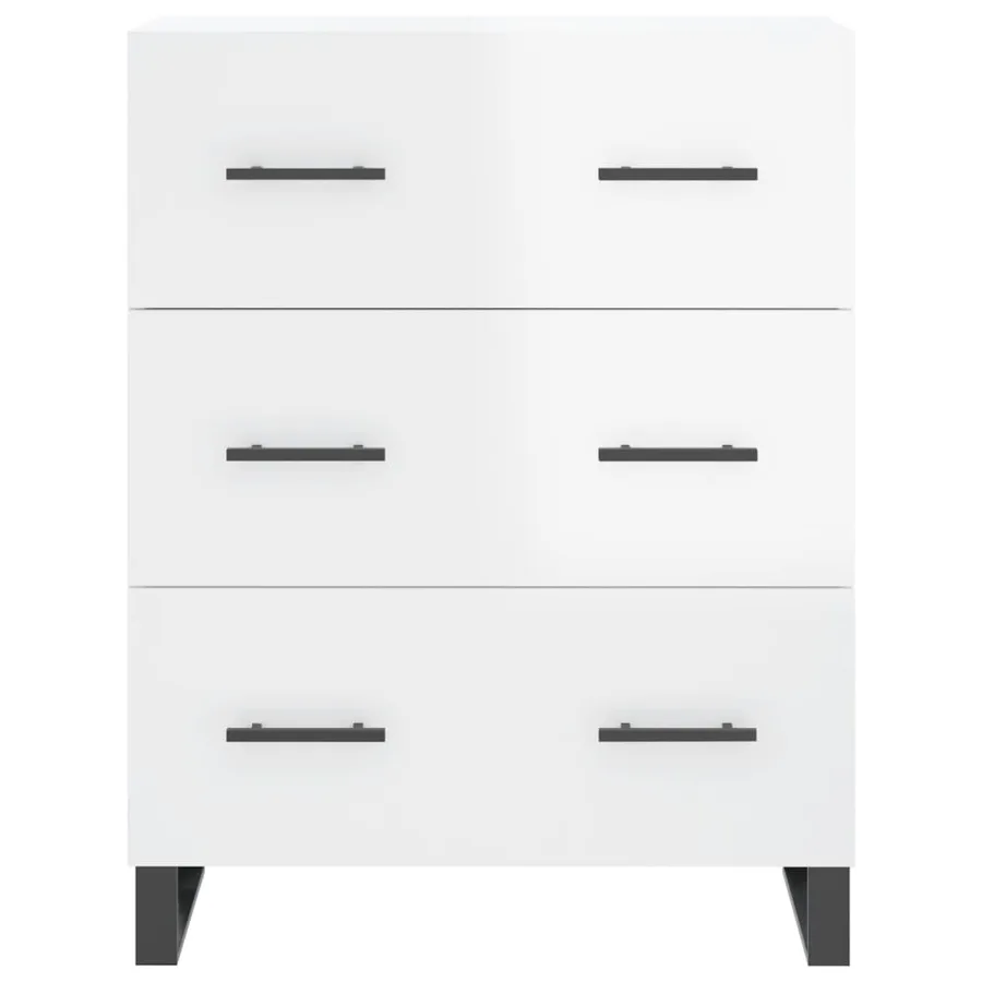 Buffet Blanc brillant 69,5x34x90 cm Bois d'ingénierie - 5