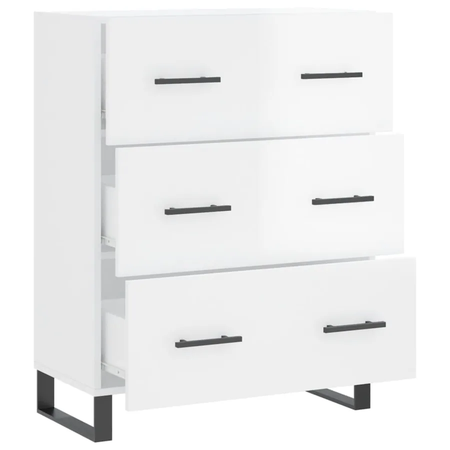 Buffet Blanc brillant 69,5x34x90 cm Bois d'ingénierie - 6