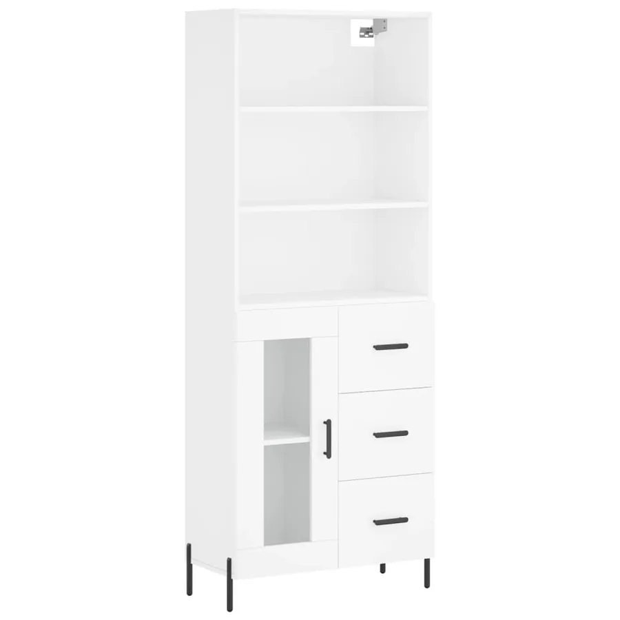 Buffet haut Blanc 69,5x34x180 cm Bois d'ingénierie - 2