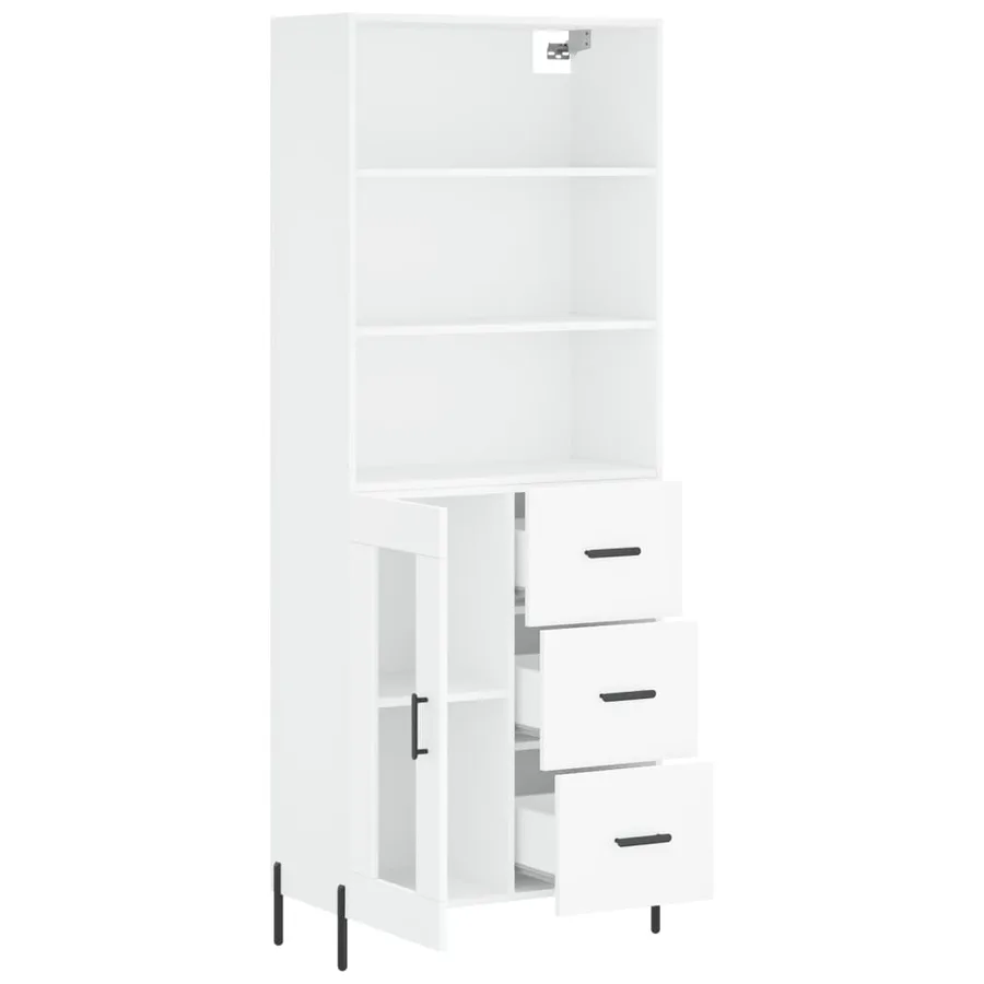 Buffet haut Blanc 69,5x34x180 cm Bois d'ingénierie - 4