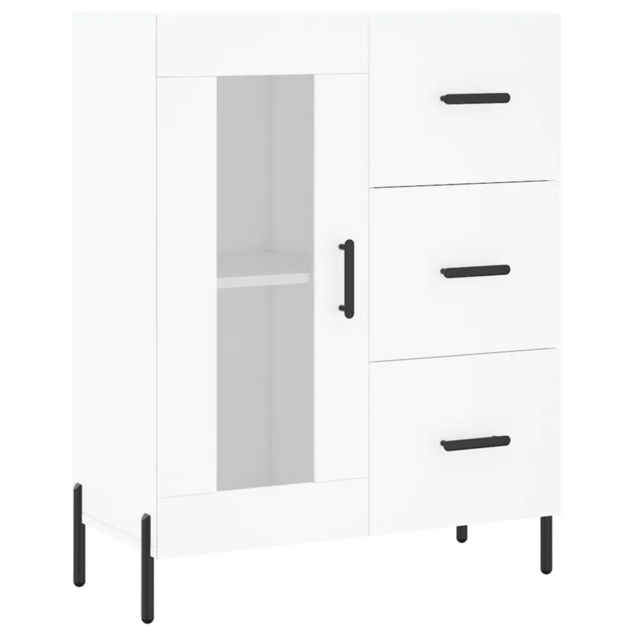 Buffet haut Blanc 69,5x34x180 cm Bois d'ingénierie - 7
