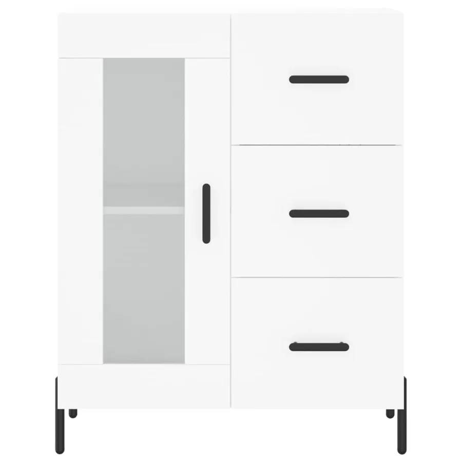 Buffet haut Blanc 69,5x34x180 cm Bois d'ingénierie - 8