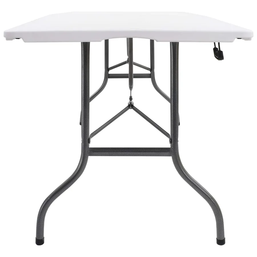 Table pliable de jardin avec 2 bancs 180 cm Acier et PEHD Blanc - 10
