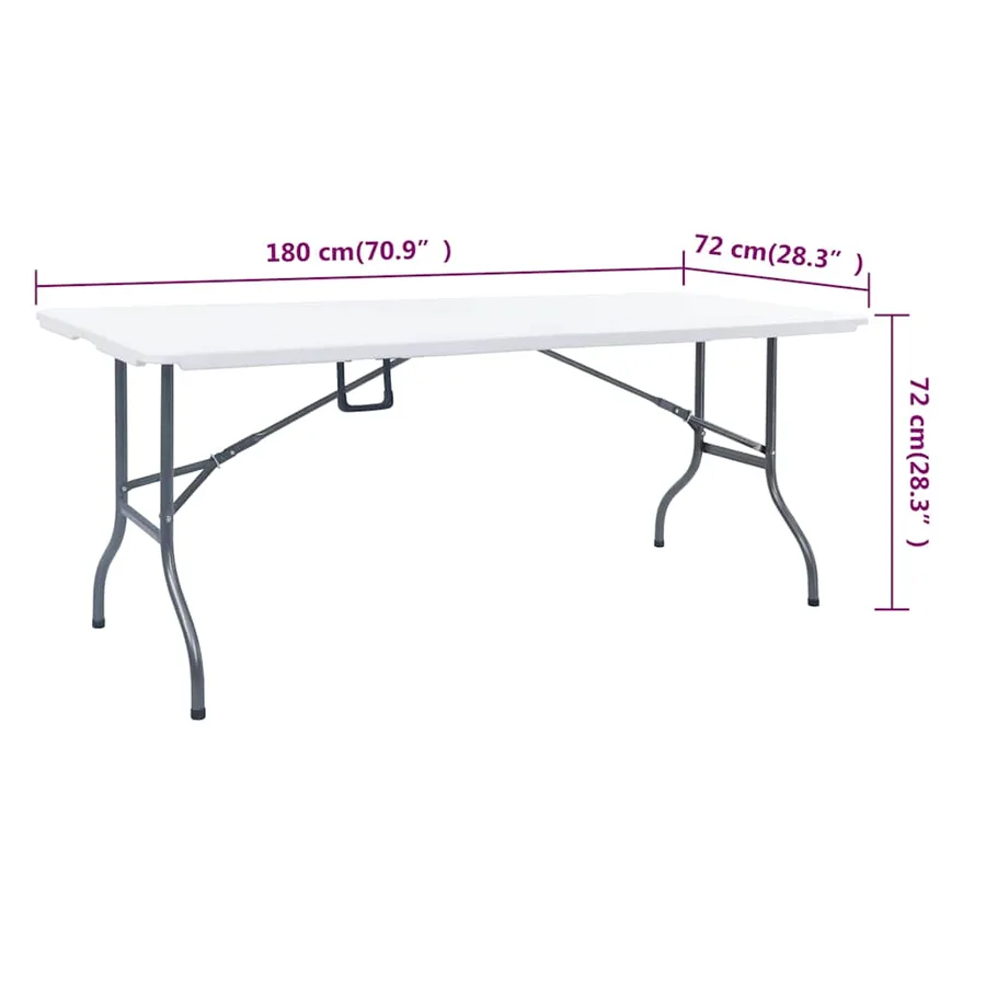 Table pliable de jardin avec 2 bancs 180 cm Acier et PEHD Blanc - 17