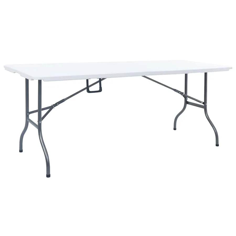 Table pliable de jardin avec 2 bancs 180 cm Acier et PEHD Blanc - 4