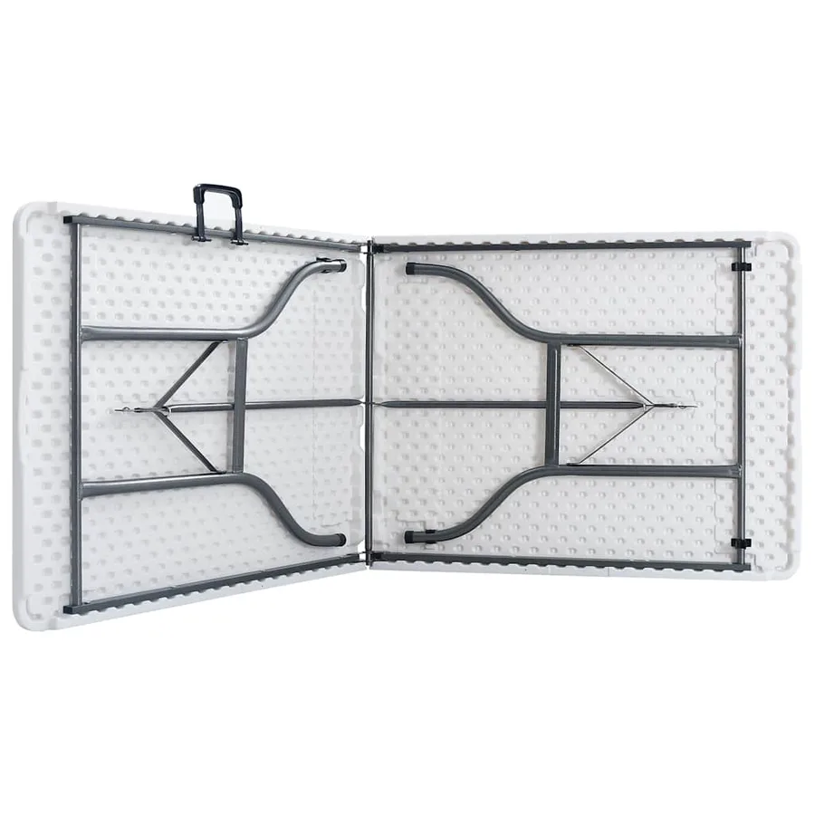 Table pliable de jardin avec 2 bancs 180 cm Acier et PEHD Blanc - 5