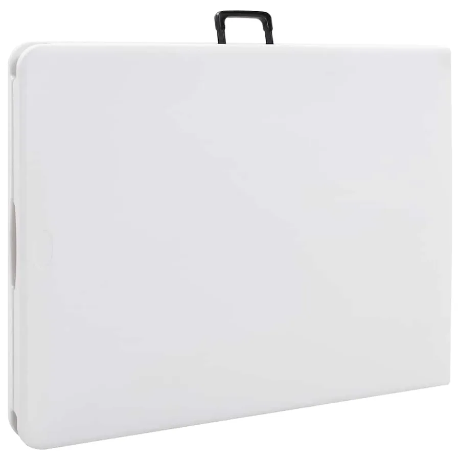 Table pliable de jardin avec 2 bancs 180 cm Acier et PEHD Blanc - 6