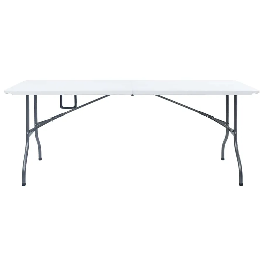 Table pliable de jardin avec 2 bancs 180 cm Acier et PEHD Blanc - 9