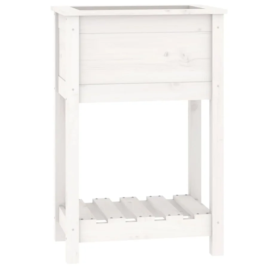 Jardinière avec étagère Blanc 54x34,5x81 cm Bois massif de pin - 2