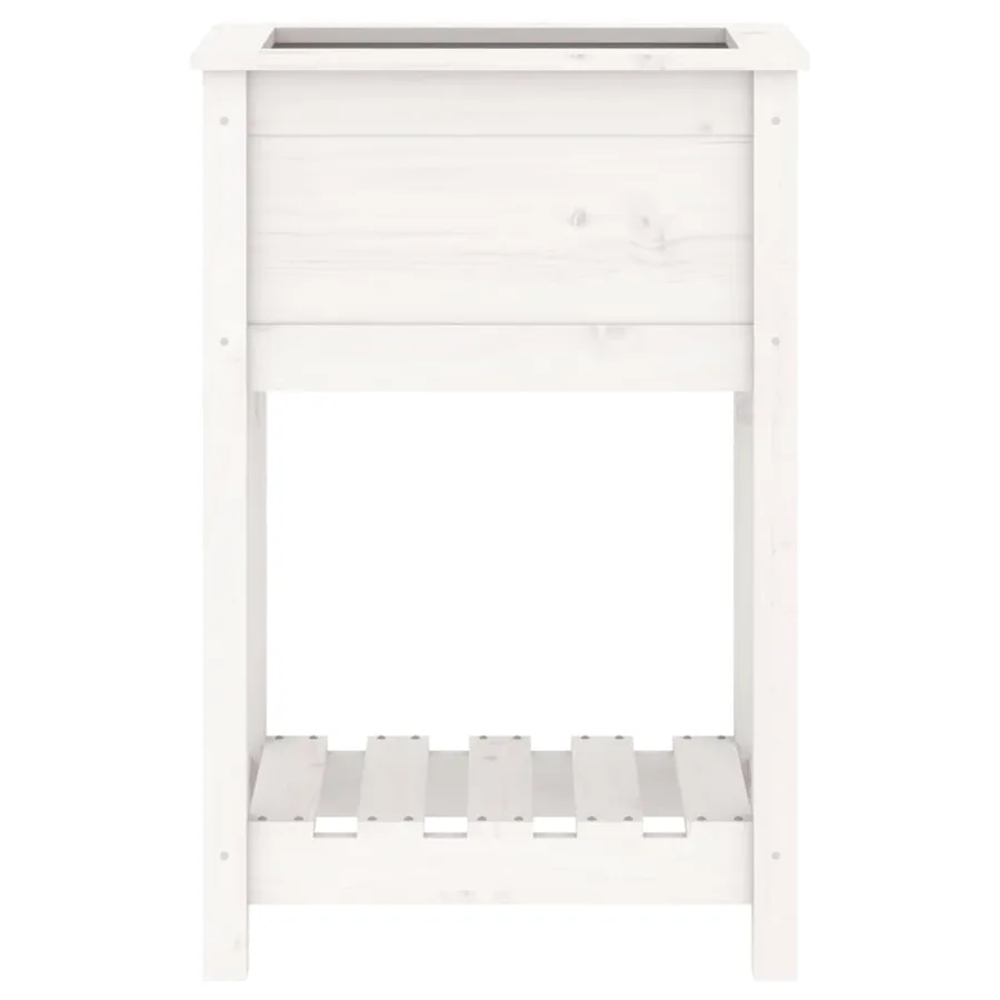 Jardinière avec étagère Blanc 54x34,5x81 cm Bois massif de pin - 5