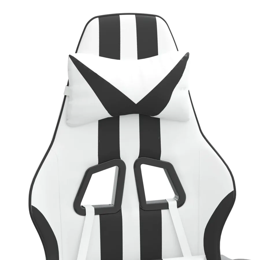 Chaise de jeu avec repose-pied Blanc et noir Similicuir - 10