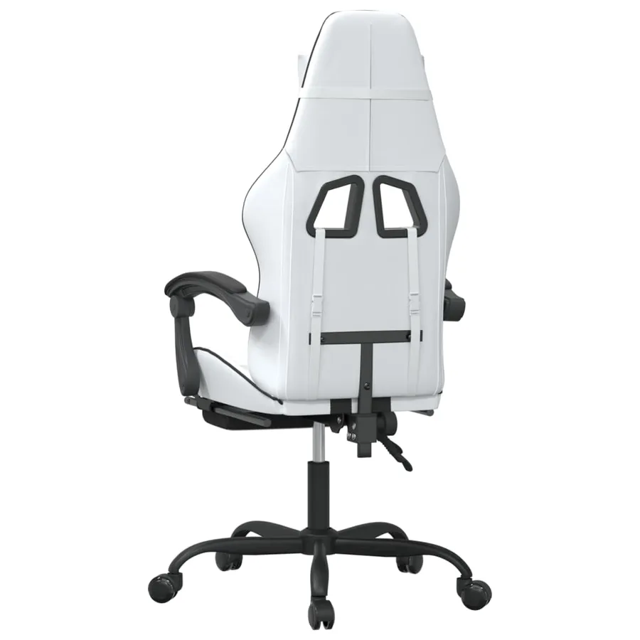 Chaise de jeu avec repose-pied Blanc et noir Similicuir - 5