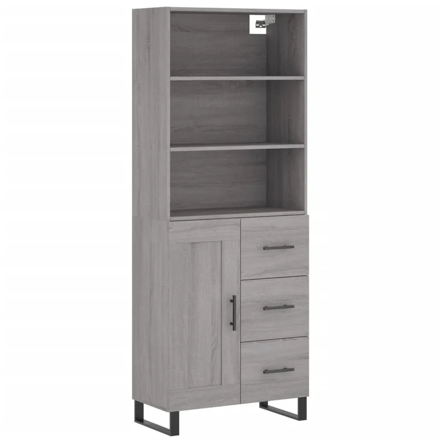 Buffet haut Sonoma gris 69,5x34x180 cm Bois d'ingénierie - 2
