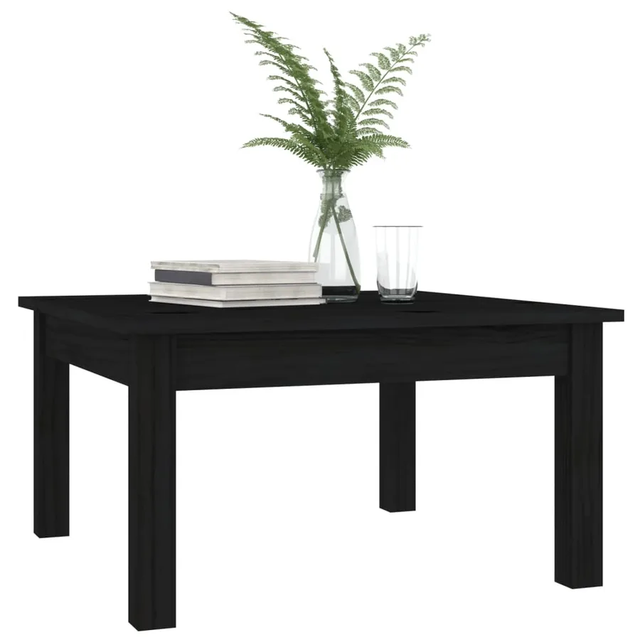 Table basse Noir 55x55x30 cm Bois massif de pin - 3