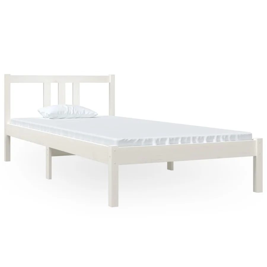 Cadre de lit sans matelas blanc bois massif 90x200 cm - 2