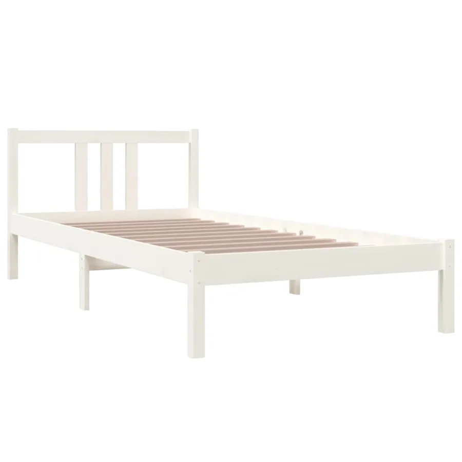 Cadre de lit sans matelas blanc bois massif 90x200 cm - 3