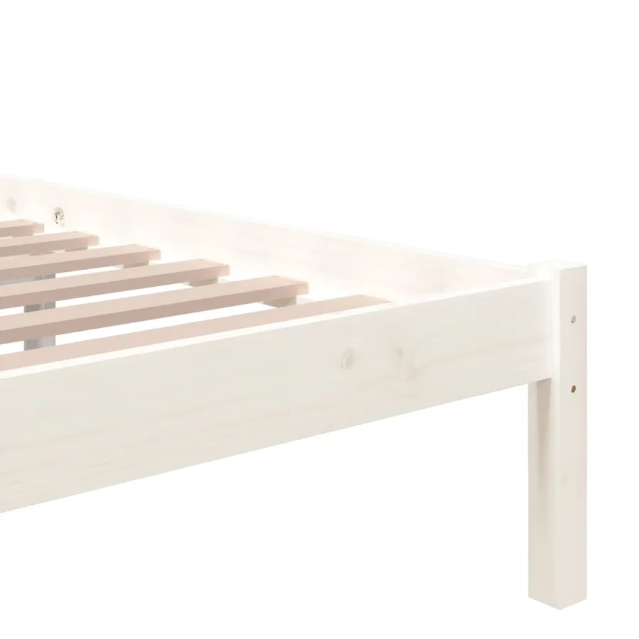 Cadre de lit sans matelas blanc bois massif 90x200 cm - 6