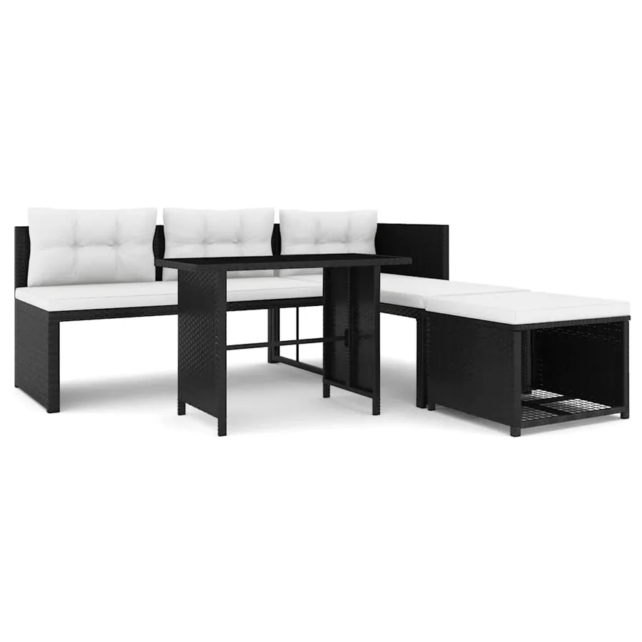Salon de jardin 4 pcs Résine tressée Noir - 2