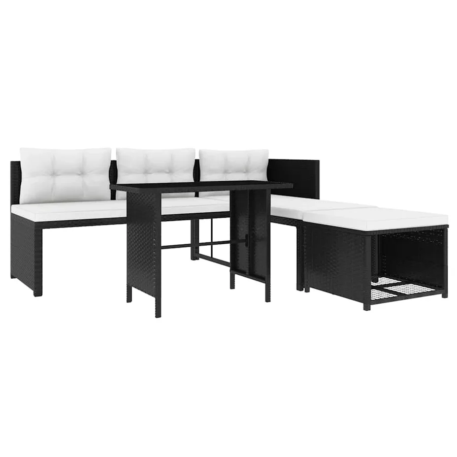 Salon de jardin 4 pcs Résine tressée Noir - 3