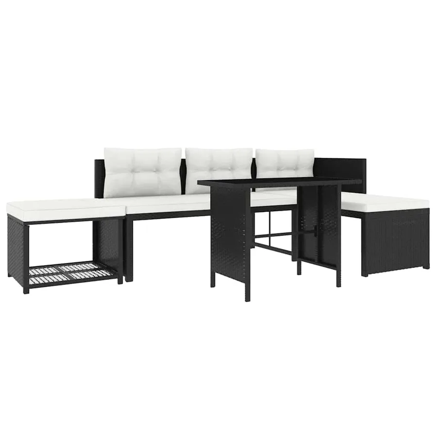 Salon de jardin 4 pcs Résine tressée Noir - 4