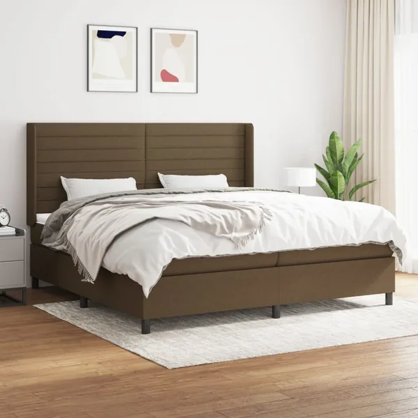 Sommier à lattes de lit avec matelas Marron foncé 200x200 cm