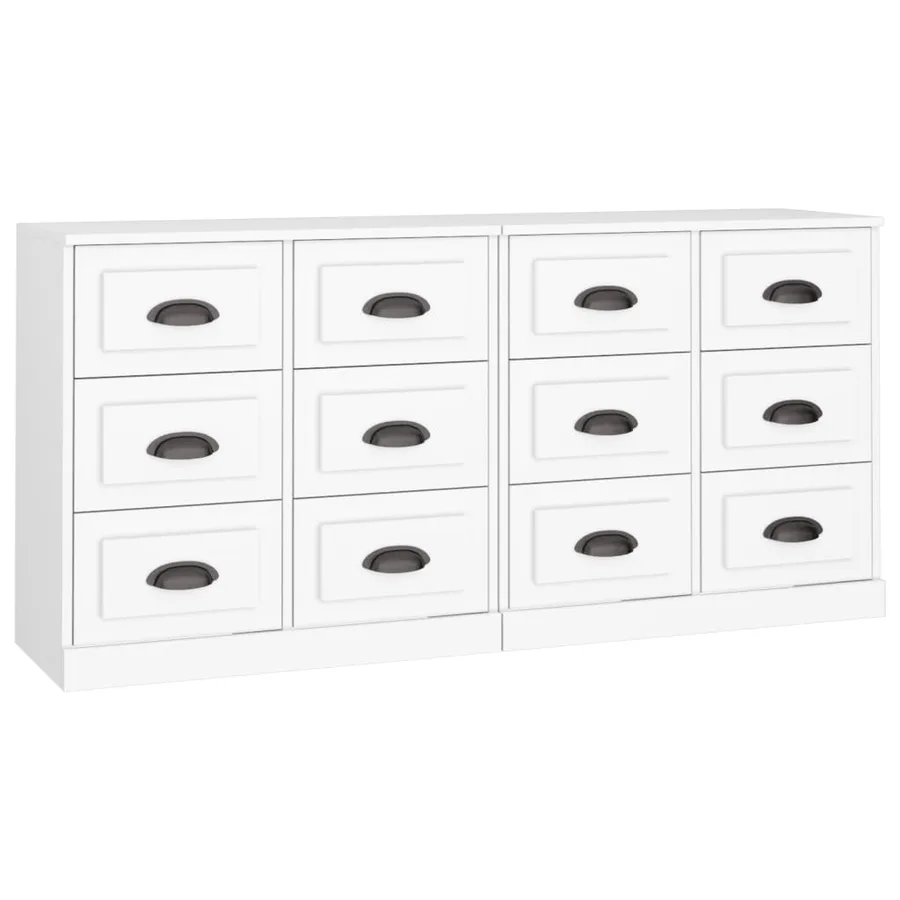 Buffets 2 pcs blanc bois d'ingénierie - 2