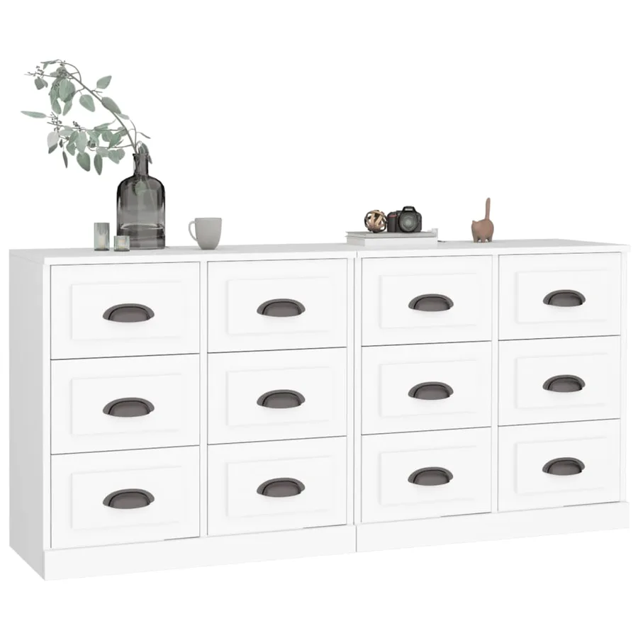 Buffets 2 pcs blanc bois d'ingénierie - 3