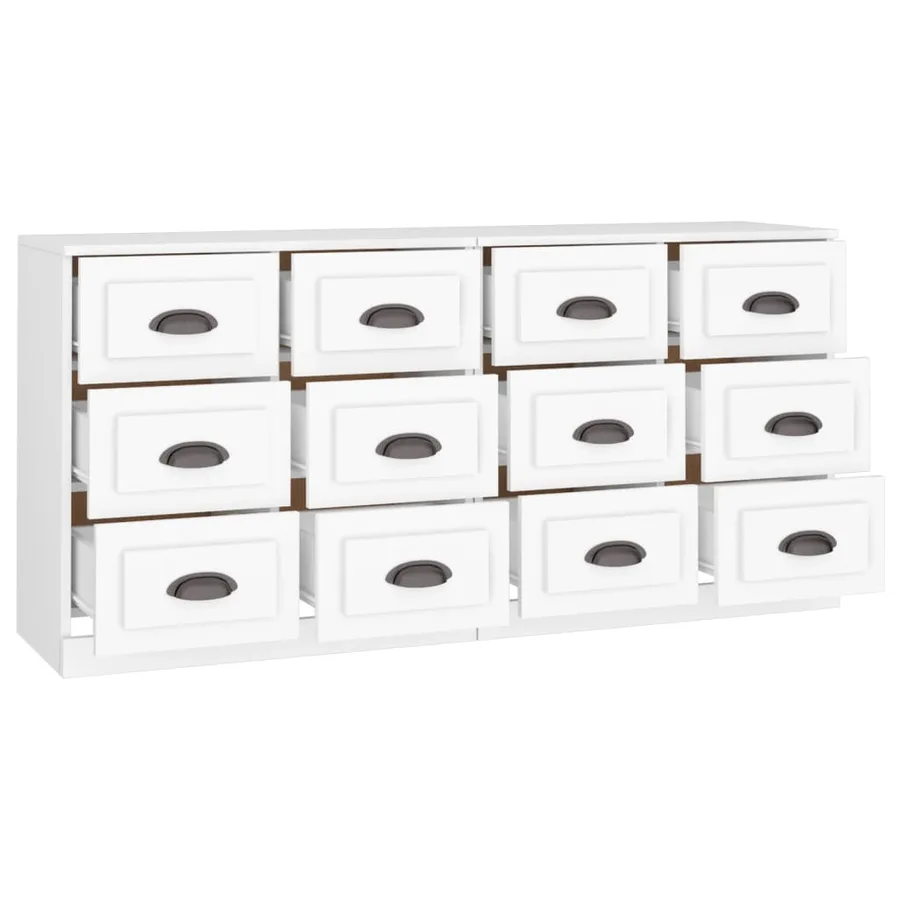 Buffets 2 pcs blanc bois d'ingénierie - 5