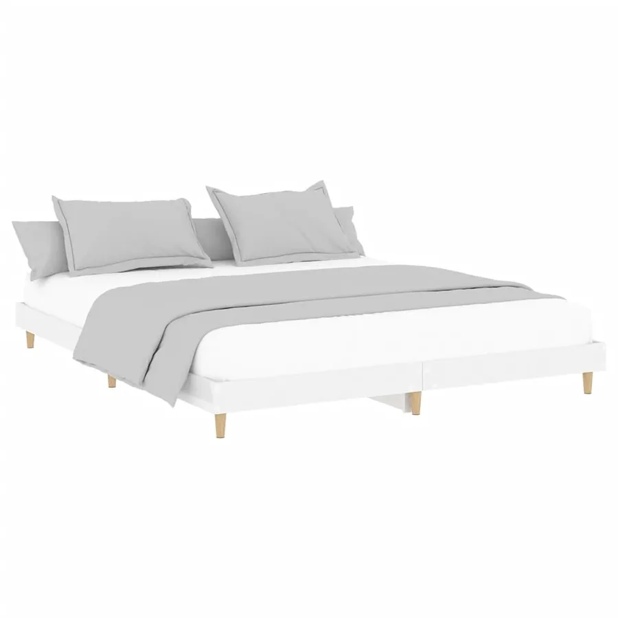 Cadre de lit sans matelas blanc brillant 200x200 cm - 3