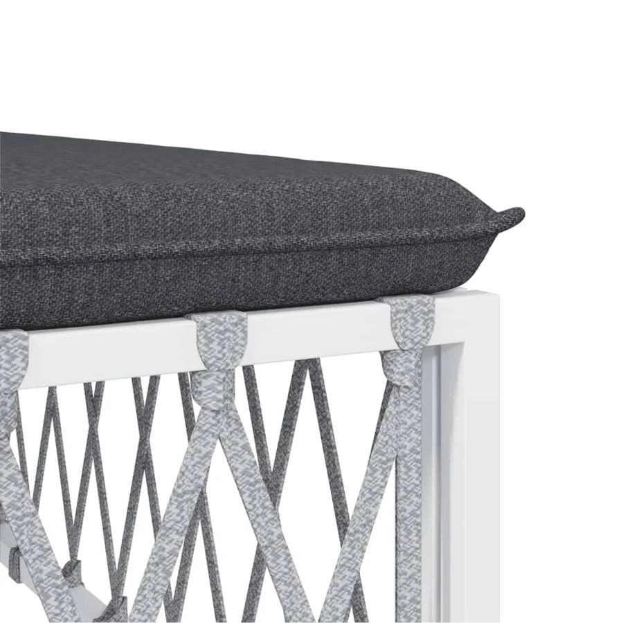 Salon de jardin avec coussins 6 pcs blanc acier - 7