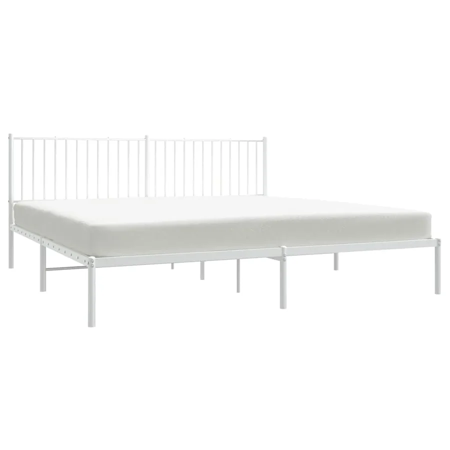 Cadre de lit métal sans matelas et tête de lit blanc 193x203 cm - 6